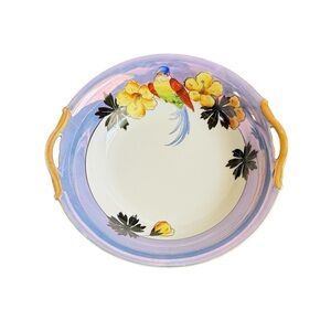 Noritake Lusterware Bird Floral Serving Bowl Iridescent Vintage Art Deco